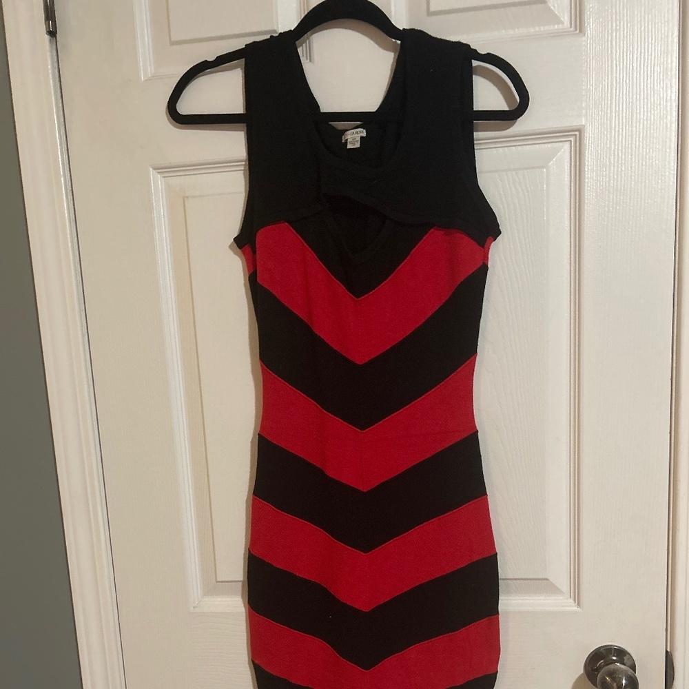Black and red stripe dress